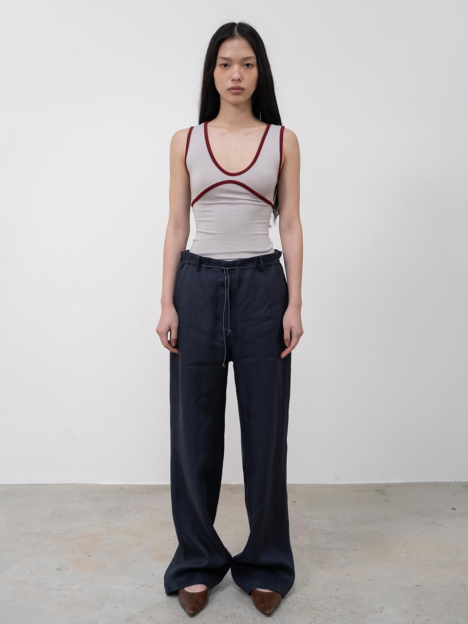 TOUVED Color Block Sleeveless Tank [Gray Beige]