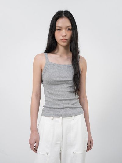 TOUVED Cotton Square Neck Sleeveless Tank [Melange Grey]