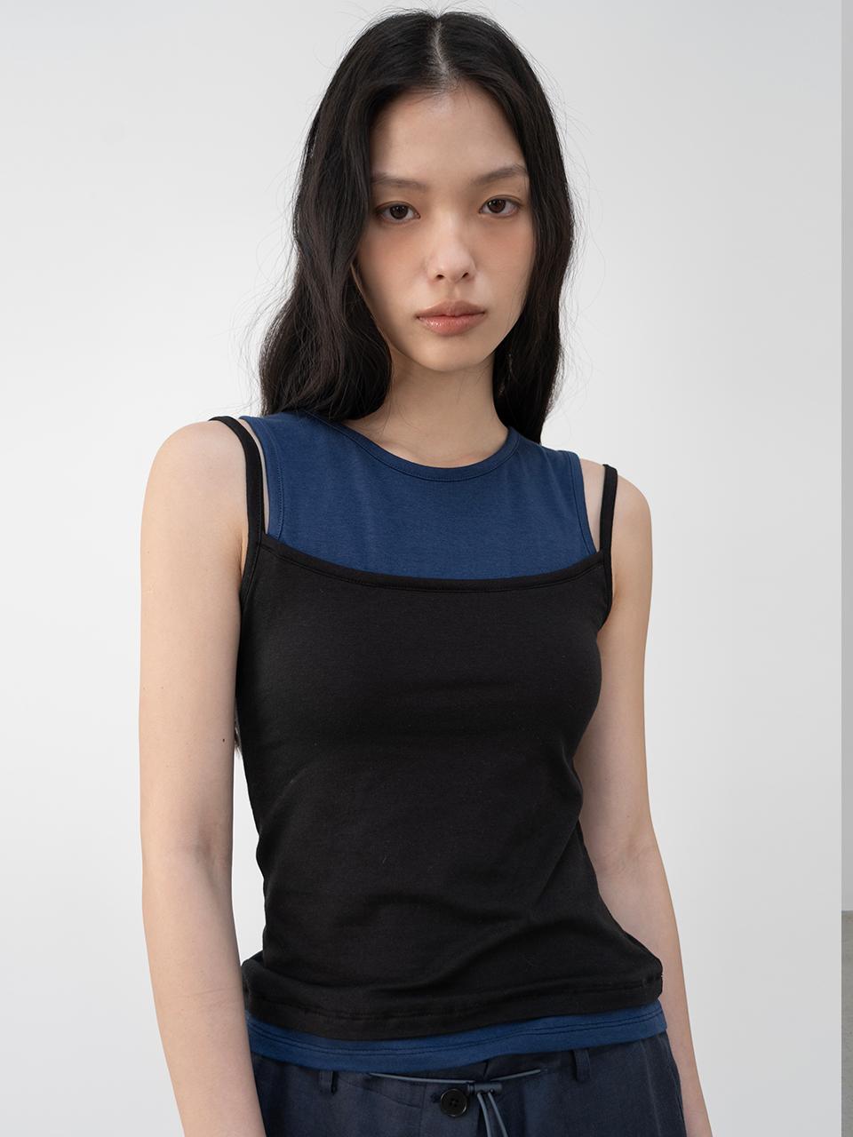 TOUVED Double Layered Sleeveless Tank [Black]