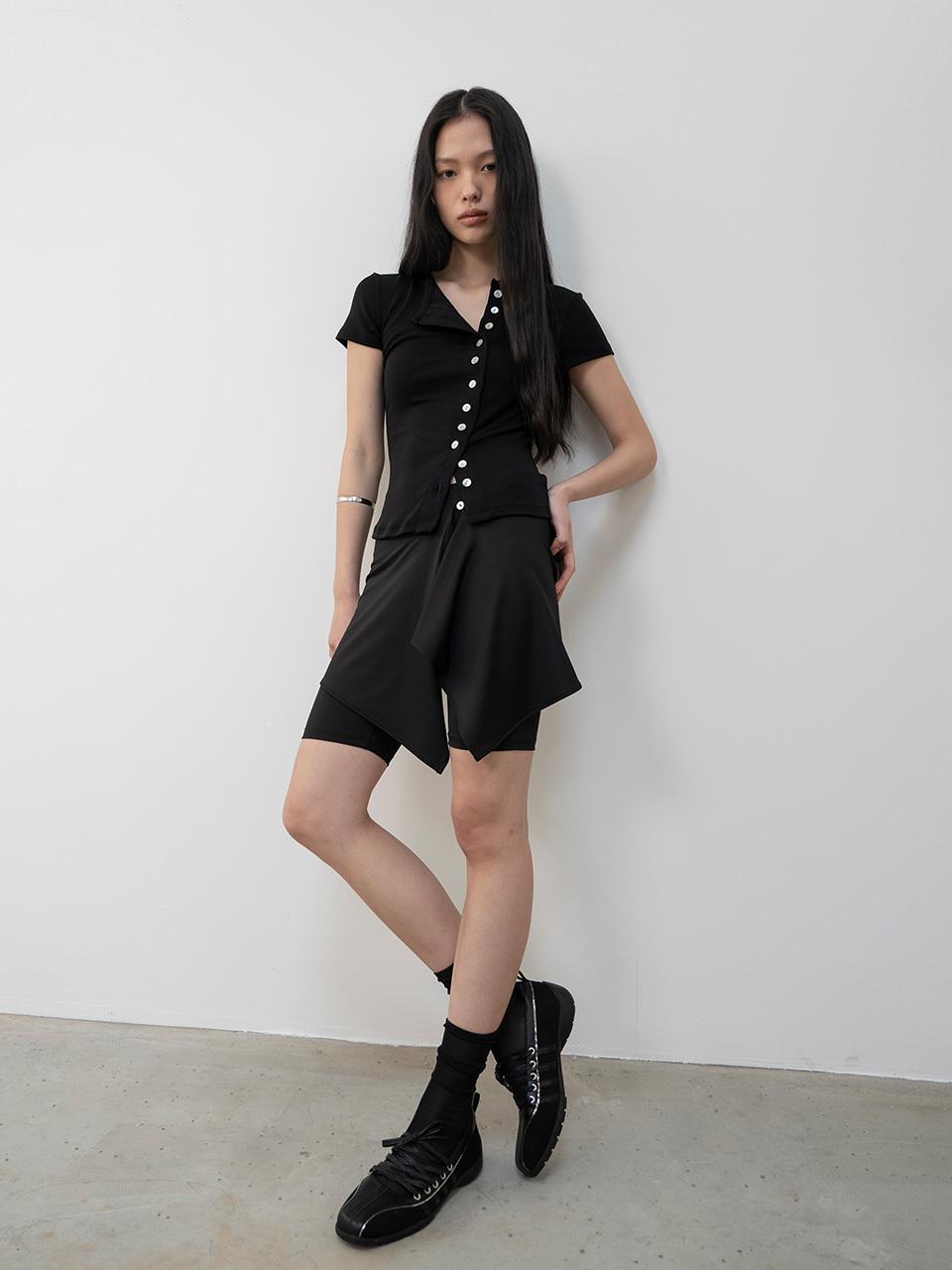 TOUVED Jersey Wrap Biker Shorts [Black]