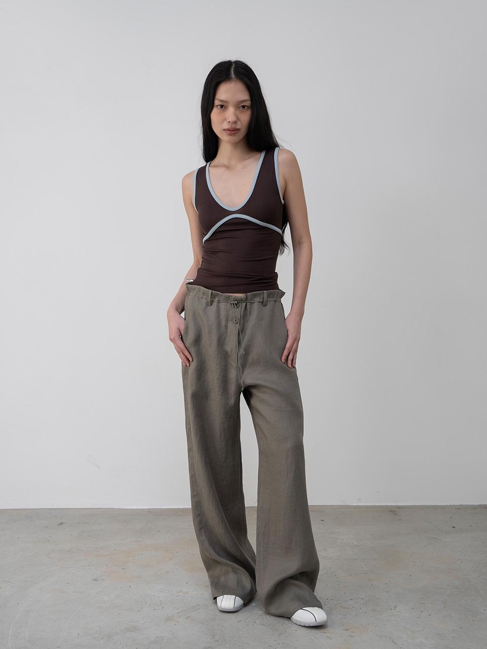 TOUVED Monde Linen String Pants [Khaki]