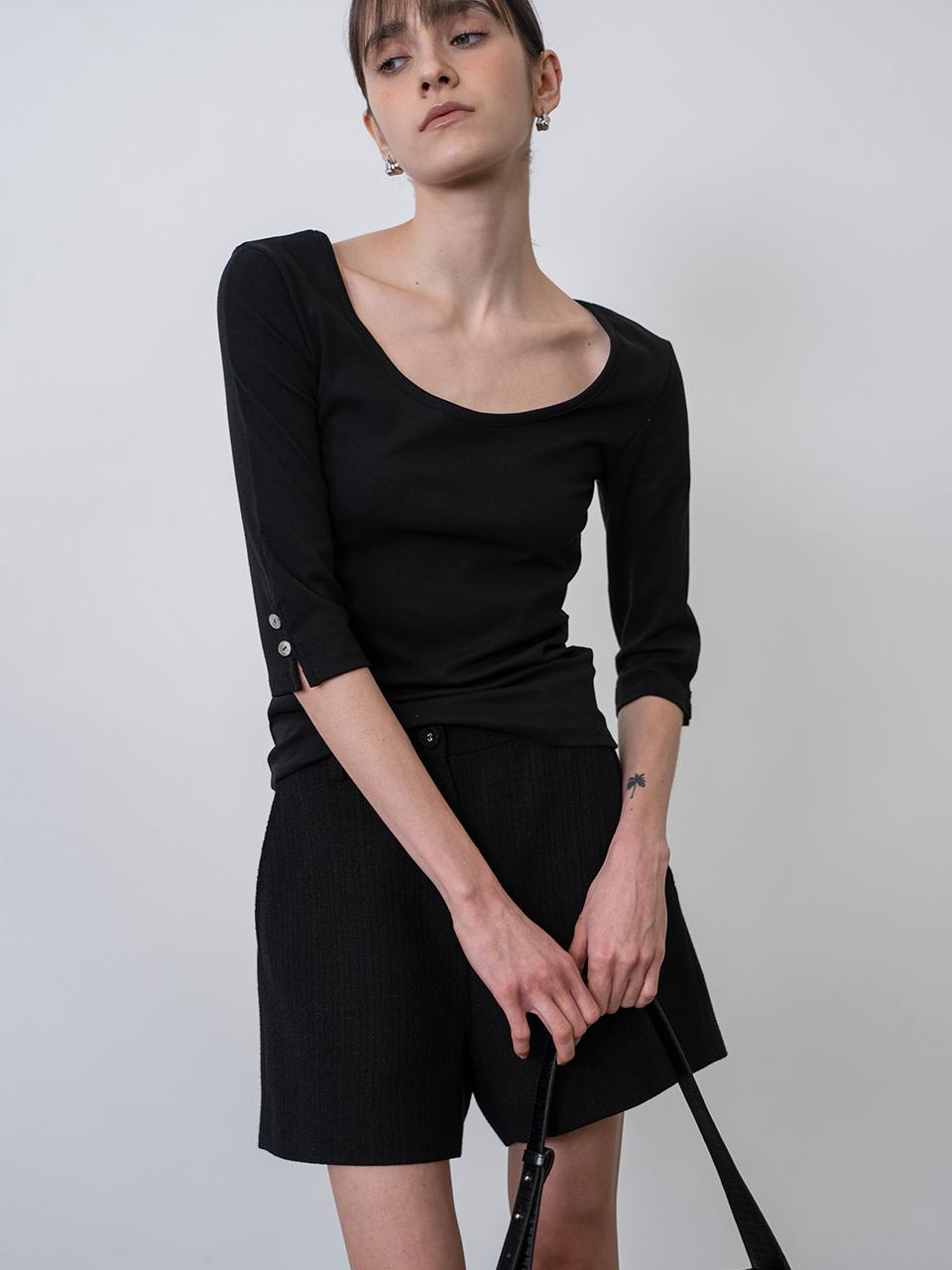 TOUVED Organic Reversible U-neck T-shirt [Black]