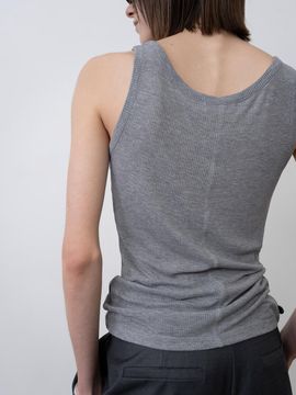 TOUVED Silk Blended Sleeveless Tank [Melange Grey]