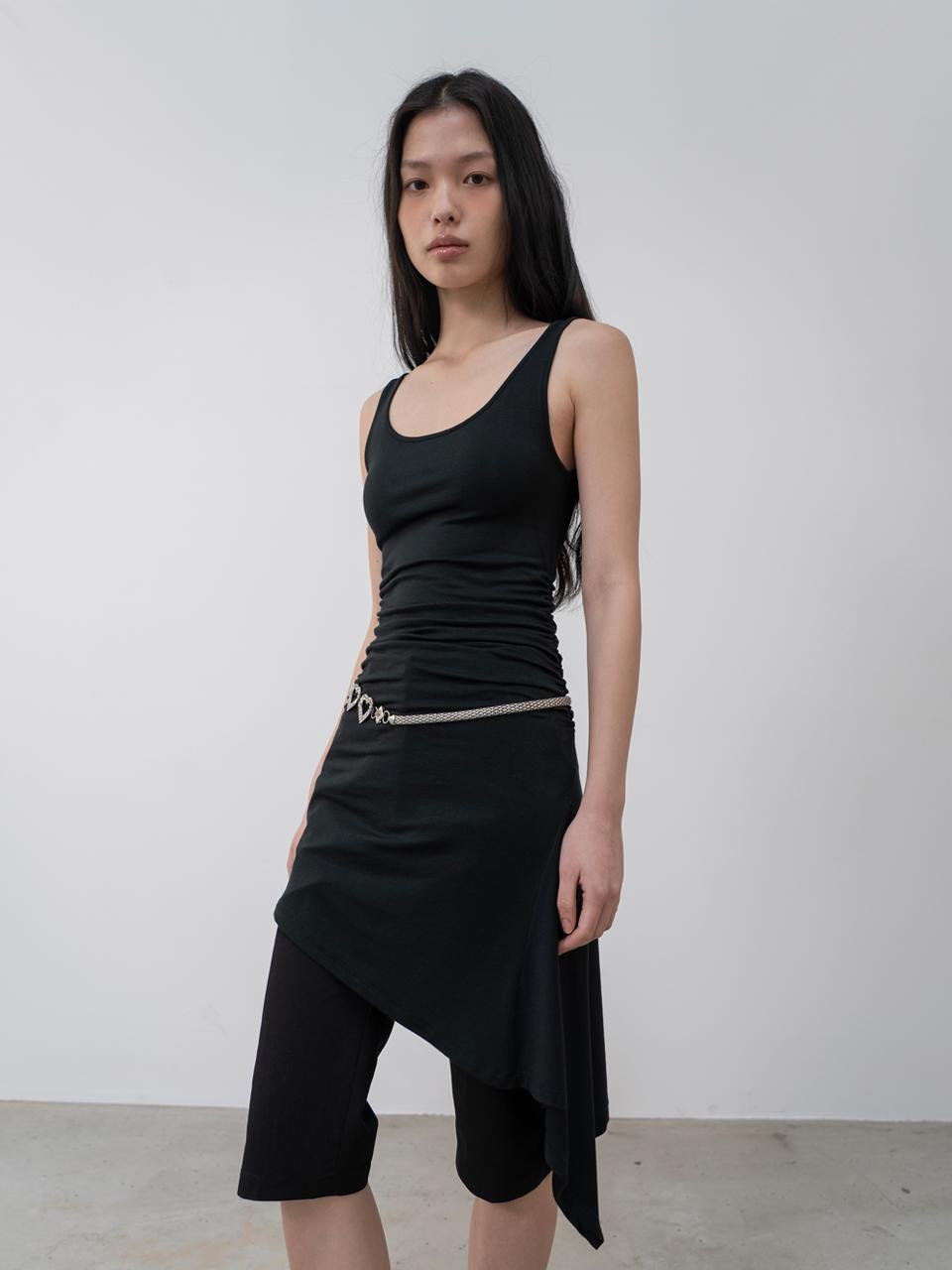TOUVED Unbalanced Jersey Dress [Black]