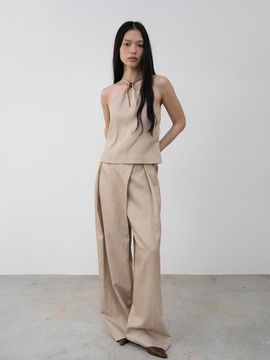 TOUVED VINCE One-Pleat Wrap Pants [Beige]