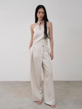 TOUVED VINCE One-Pleat Wrap Wide Pants [Natural]