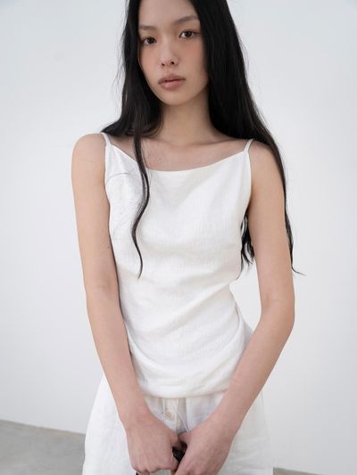 TOUVED Waist String Sleeveless Tank [Ivory]