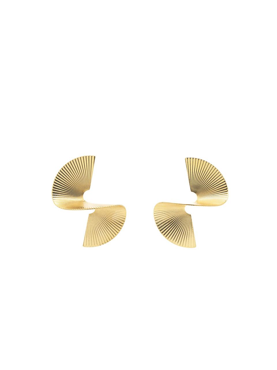 TOUVED Wave Curved Statement Earrings [Gold]