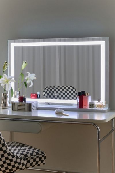 TOV Furniture TOV Furniture Lola Jumbo LED Panel Vanity Mirror in Silver at Urban Outfitters