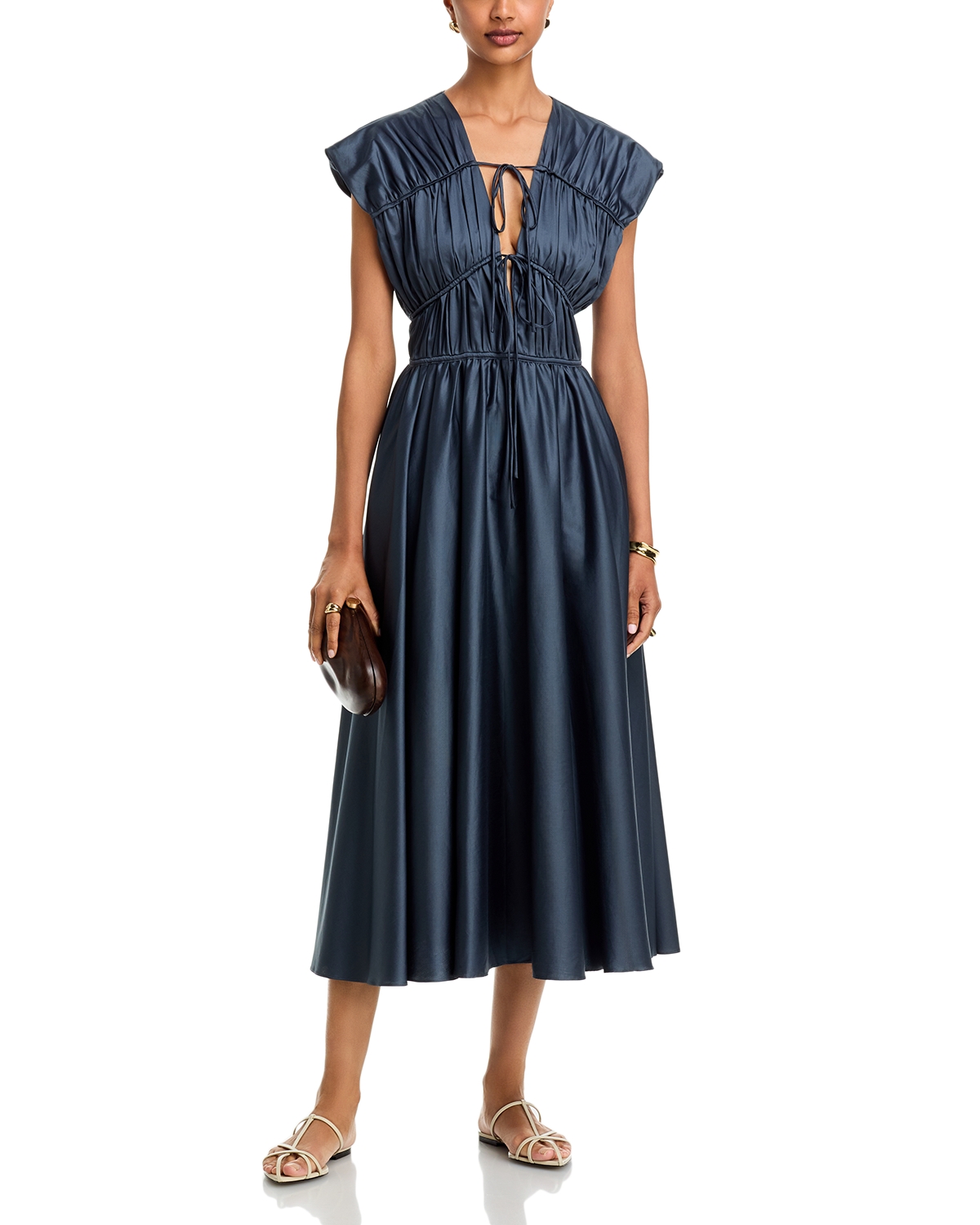 tove ceres gathered cotton midi dress Ceres gathered cotton midi dress in white - Tove