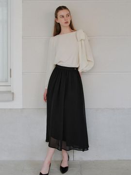 TOWAV LISS SHIRRING SKIRT [BLACK]