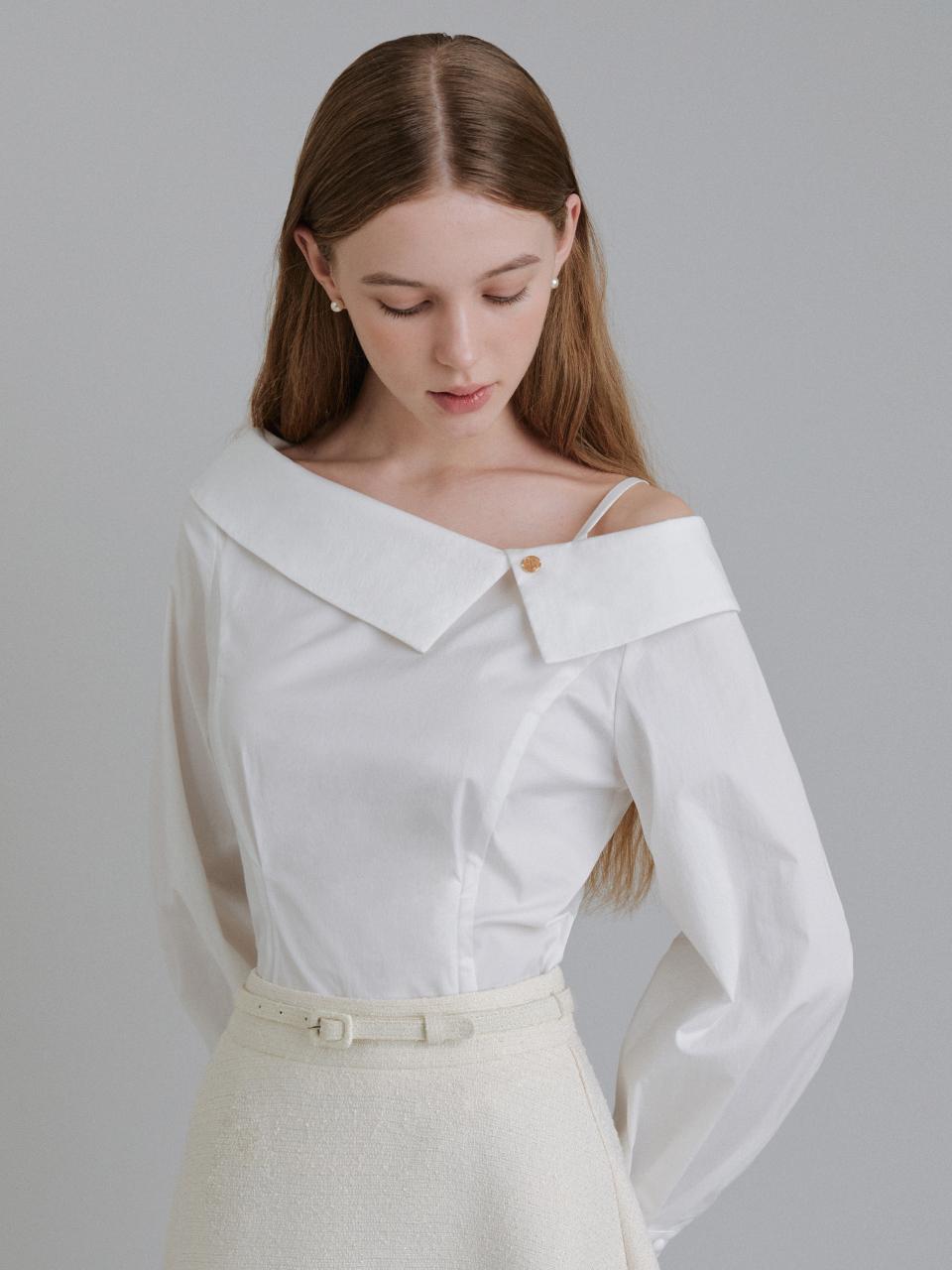 TOWAV MULE OFF SHOULDER BLOUSE [WHITE]