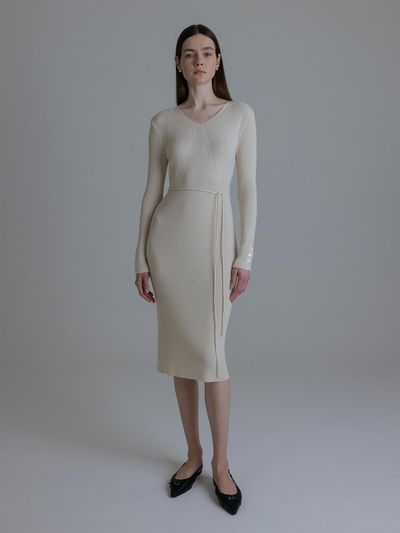 TOWAV ROSSO BELT KNIT DRESS (3colors)