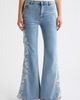 Tractr Tractr Flower Embroidered Flare Leg Hems - 1