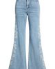 Tractr Tractr Flower Embroidered Flare Leg Hems - 5