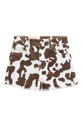 Tractr Tractr Kids' Cow Print Cutoff Denim Shorts