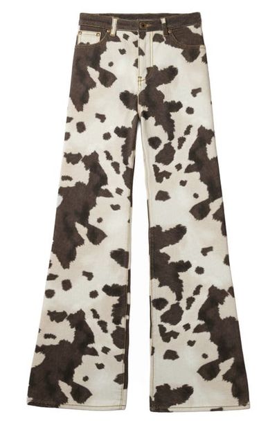 Tractr Tractr Kids' Cow Print Wide Leg Jeans 