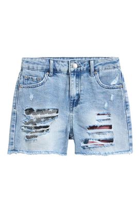 Tractr Tractr Kids' Flag Pocket Ripped Denim Shorts