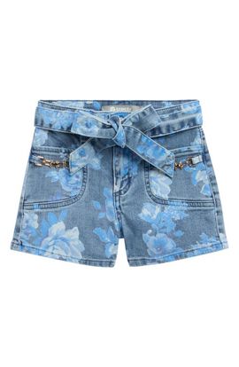 Tractr Tractr Kids' Floral Belted Denim Shorts
