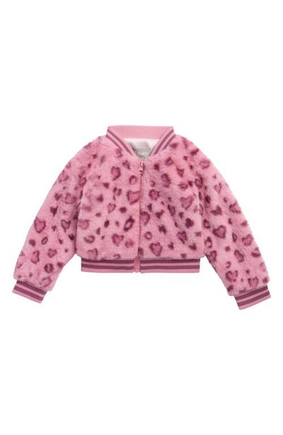 Tractr Tractr Kids' Heart Leopard Faux Fur Jacket
