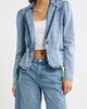 Tractr Tractr Puff Shoulder Denim Blazer - 1