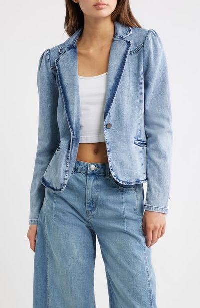 Tractr Tractr Puff Shoulder Denim Blazer