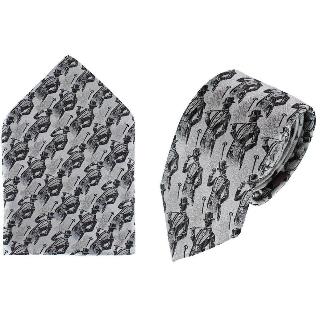 Trafalgar Trafalgar Ambrose Dapper Night Silk Novelty Necktie and Pocket Square Set