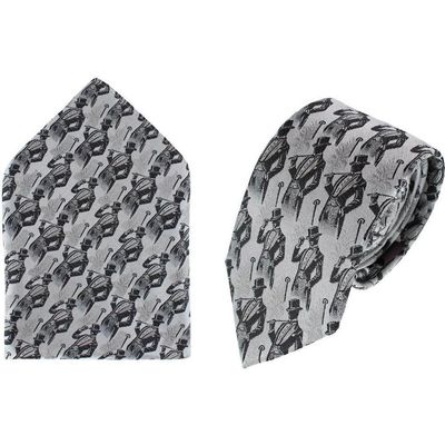 Trafalgar Trafalgar Ambrose Dapper Night Silk Novelty Necktie and Pocket Square Set