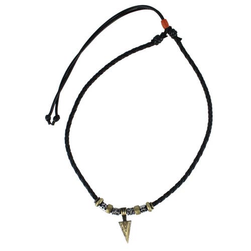 Trafalgar Trafalgar Cheyenne  Triangle and Beaded Vegan Leather Adjustable Necklace