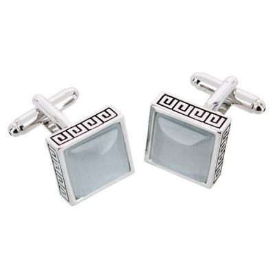 Trafalgar Trafalgar Langford Square Opal Stone Filigree Edged Cufflinks