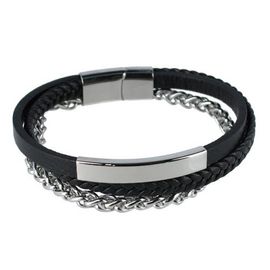 Trafalgar Trafalgar Loose Fit Zaid Metal & Leather Triple Strand Clasp Bracelet