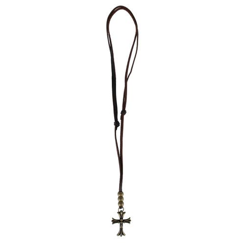 Trafalgar Trafalgar Manu Cross and Bead Leather Adjustable Necklace