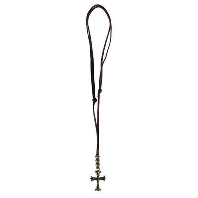 Trafalgar Trafalgar Manu Cross and Bead Leather Adjustable Necklace