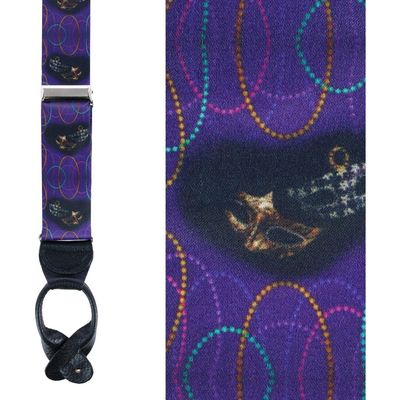 Trafalgar Trafalgar Mardi Gras Celebration Silk Button End Suspenders (braces)