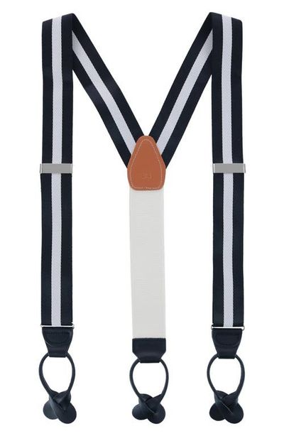 Trafalgar Trafalgar Montague Center Stripe Nylon Button End Suspenders (braces)