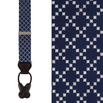 Trafalgar Trafalgar Rowan Geometric Pattern Silk Button End Suspenders (braces)