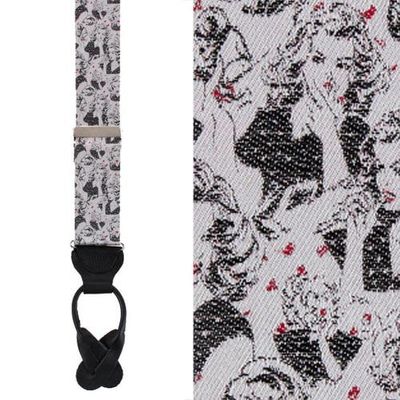 Trafalgar Trafalgar Vintage Vixen Novelty Silk Button End Suspenders (braces)