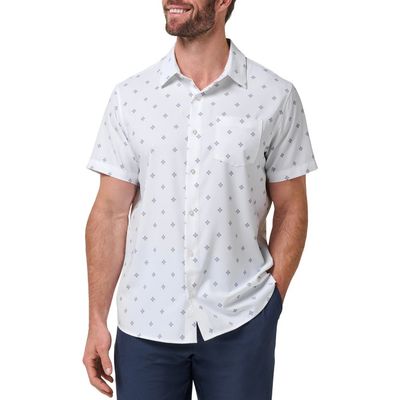 TravisMathew TravisMathew Techwoven Seaside Print Short Sleeve Performance Button-Up Shirt