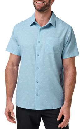 TravisMathew TravisMathew Techwoven Waterfall Short Sleeve Performance Button-Up Shirt