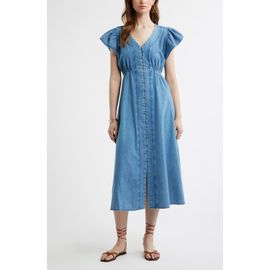 Treasure & Bond Treasure & Bond Button Front Chambray Midi Dress