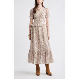 Treasure & Bond Treasure & Bond Cutwork Peplum Maxi Dress