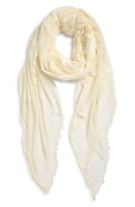 Treasure & Bond Treasure & Bond Floral Embroidered Gauze Fringe Scarf