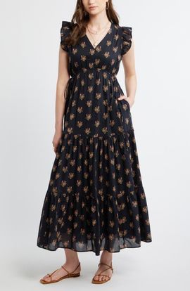 Treasure & Bond Treasure & Bond Floral Print Cotton Midi Dress