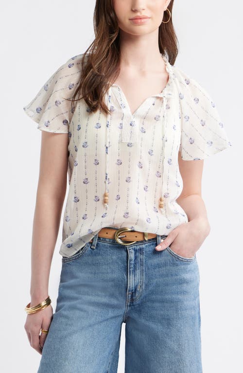 Treasure & Bond Treasure & Bond Floral Print Embroidered Chiffon Top