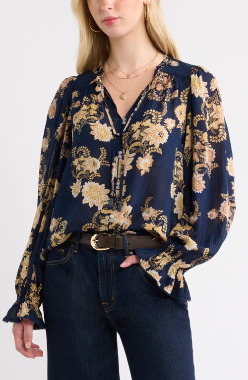 Treasure & Bond Treasure & Bond Floral Ruffled Button Front Shirt