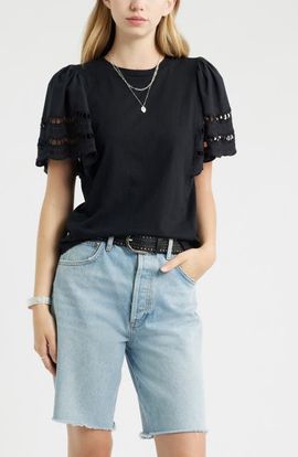 Treasure & Bond Treasure & Bond Flutter Sleeve Eyelet Top