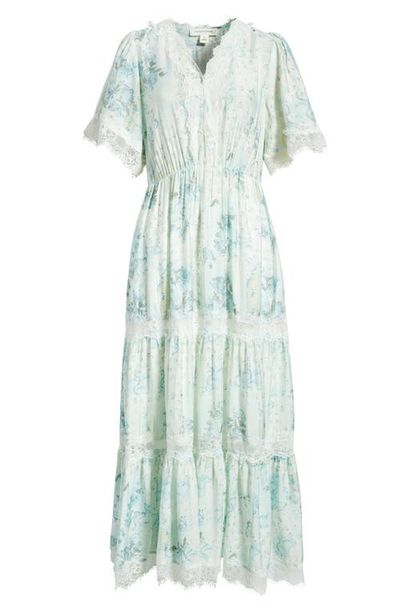 Treasure & Bond Treasure & Bond Garden Lace Trim Tiered Maxi Dress