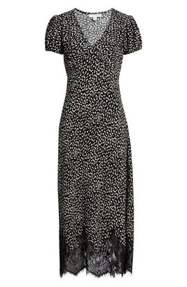 Treasure & Bond Treasure & Bond Lace Trim Bias Cut Midi Dress