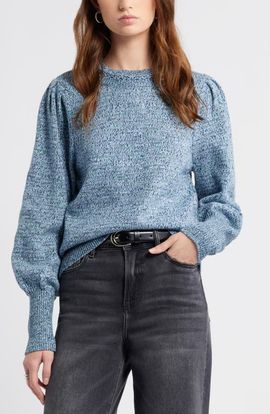 Treasure & Bond Treasure & Bond Marl Balloon Sleeve Crewneck Sweater