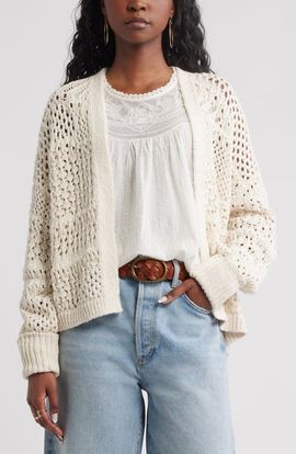 Treasure & Bond Treasure & Bond Openwork Slouchy Cotton Cardigan